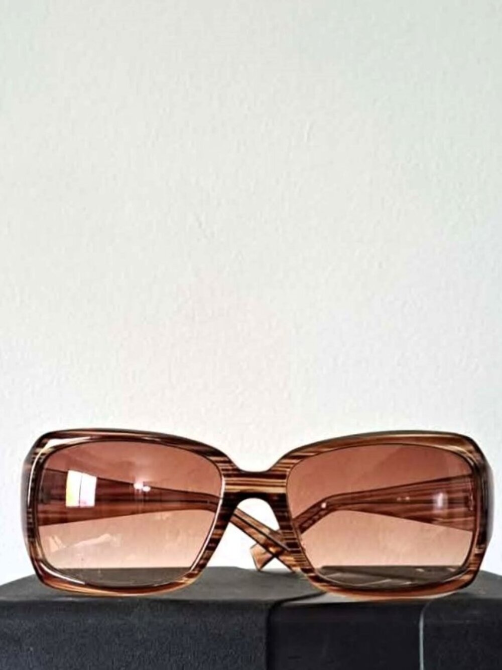 Vintage Alfred Sung Oversized Sunglasses Y2K Brown Striped Frame Shades